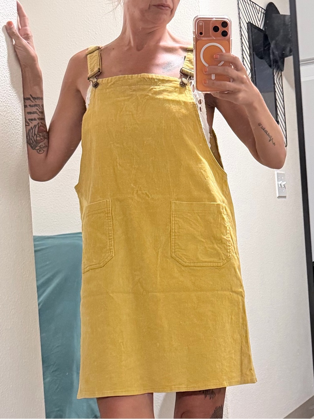 Roolee Mustard Yellow Pinafore Mini Dress